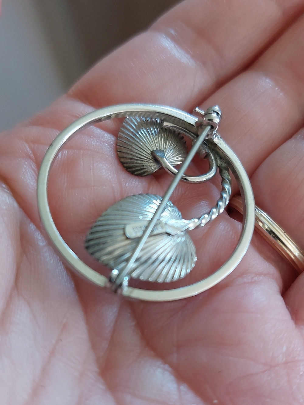 Sterling Silver 925 Vintage Bond Boyd Cultured Pearl Round Leaf Brooch - Picture 6 of 6